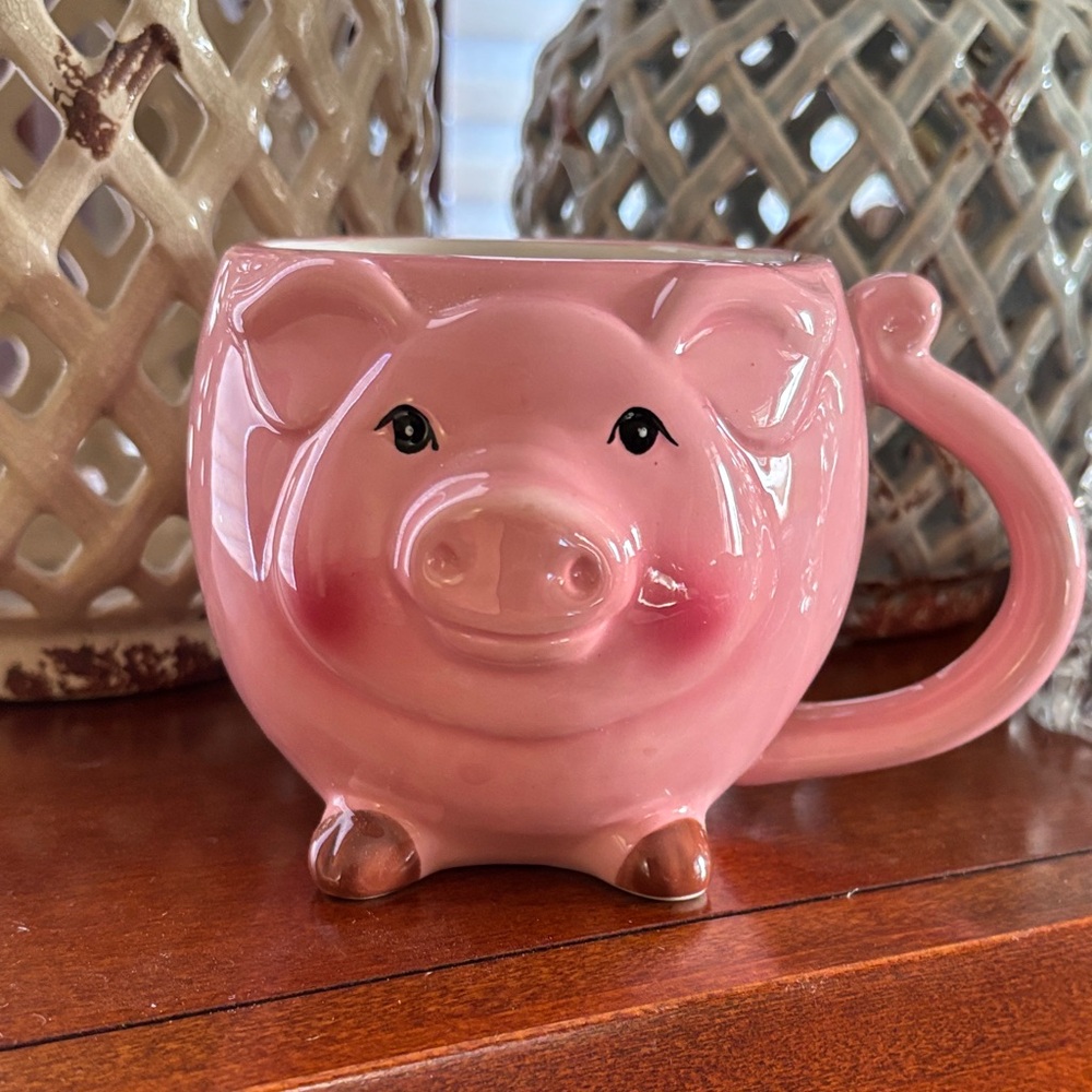 Pink Pig-Shaped Ceramic Mug
